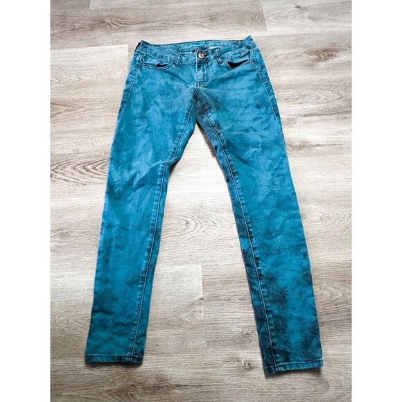 American Eagle Outfitters Denim - American Eagle Teal Tie Dye Womens Jeans Skinny Jegging 4 Green